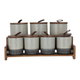 طقم علب بهارات المونيوم السيف غاليري، 7 قطع، 700/400 مل، ستاند خشبي - رمادي غامق product image 2