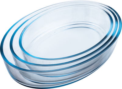 طقم صواني فرن زجاج ميروليكس، 3 قطع - شفاف product image 1