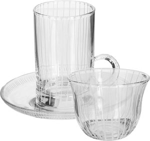 Al Saif Gallery Glass Tea Coffee Bialat Set, 18 Pieces - Clear product image