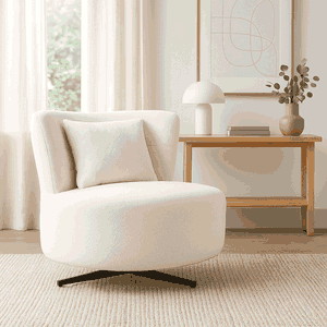 Modern Metal Chair, 85×80×75 Cm, Boucle Fabric - Beige product image