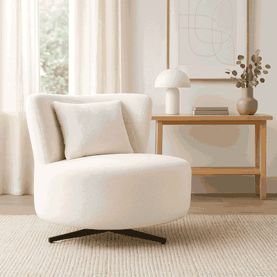 كرسي مودرن معدن، 85×80×75 سم، قماش بوكليه - بيج product image 1