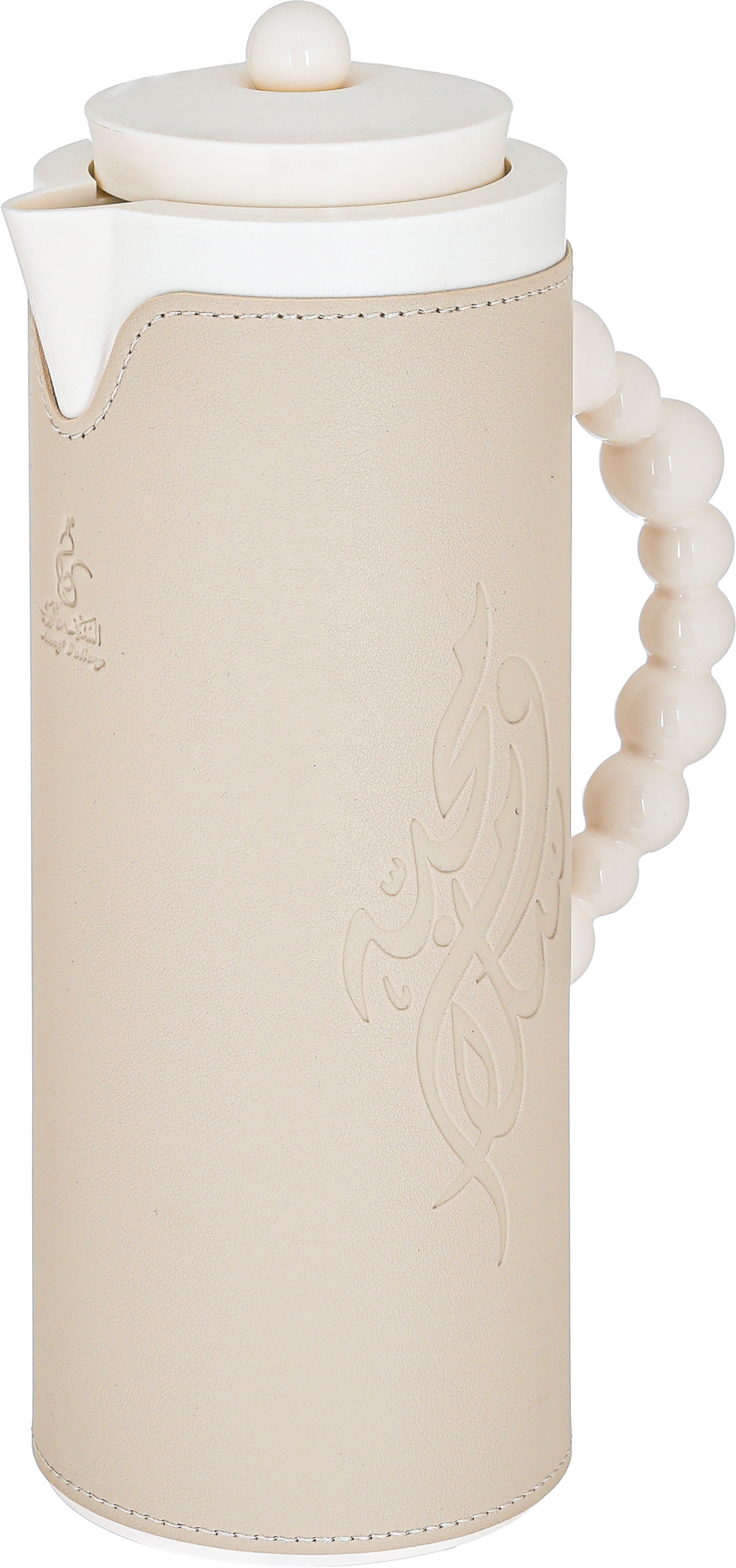 Al Saif Gallery Royal 7 glass thermos, 1 liter, plastic outer shell with leather cover - white product image 4