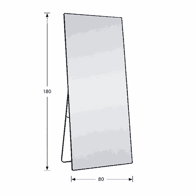 مراية ستاند زجاج، 180×80 سم، ستاند معدن - اسود product image 3