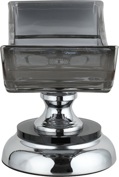 Al Saif Gallery Stated Stainless Steel Glass Serving Stand, Round Base, 30X12X17 Cm - Transparent Silver product image 3