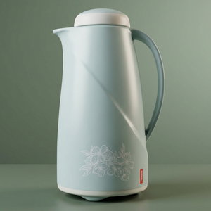 Helios Thermos, 1 liter, tree pattern, thermal glass inner case, pressure - sky blue product image