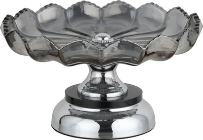 ستاتد تقديم ستانلس ستيل زجاج السيف غاليري، دائري، قاعدة فضي، 23x23x13 سم - فضي اسود product image 3