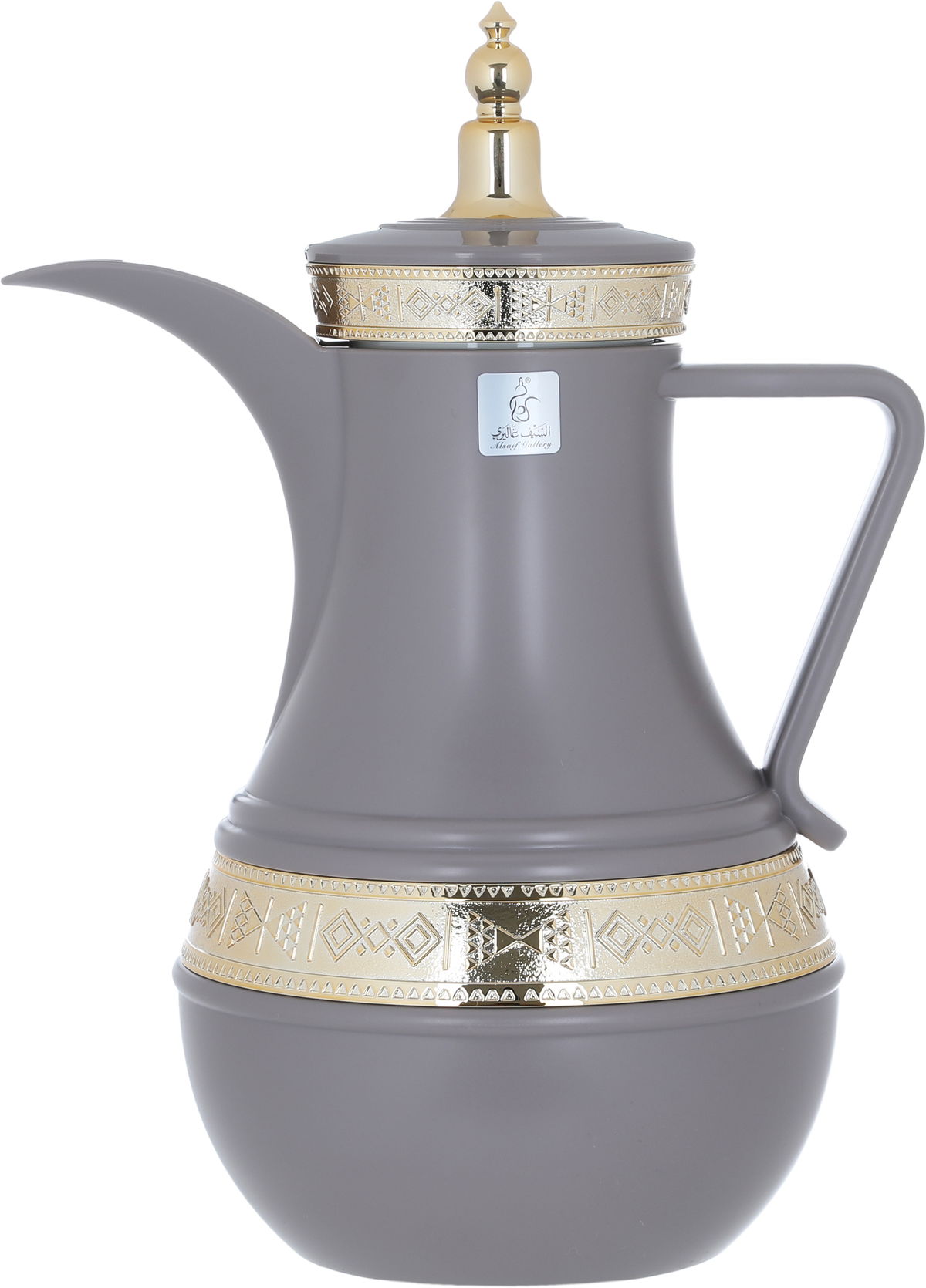 Al Saif Gallery Amal thermos set, 1/0.75 litre, two pieces, gilded, thermal glass inner shell, plastic outer shell - Cappuccino product image 6