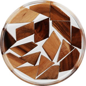 Al Saif Gallery Acrylic serving dish, 17x17x2.5 cm, round - light wood product image 2