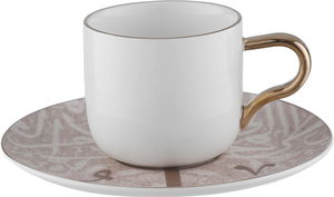 Al Saif Gallery porcelain coffee cup set, with saucer, Arabic letters engraved in gold, 12 pieces - white product image 2