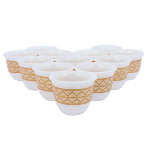 طقم فناجين قهوة عربي سلمي بورسلان السيف غاليري، 12 قطعة - ابيض ذهبي product image