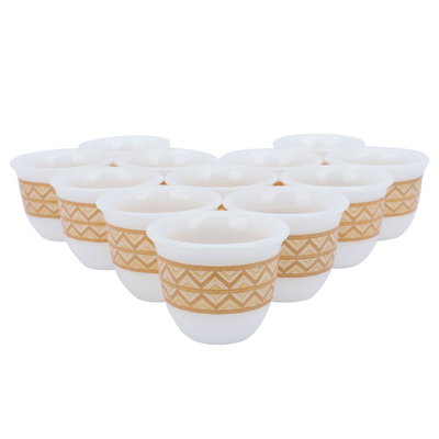 طقم فناجين قهوة عربي سلمي بورسلان السيف غاليري، 12 قطعة - ابيض ذهبي product image 1