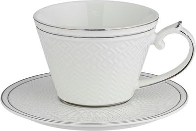 طقم تقديم سفرة بورسلان السيف غاليري، 47 قطعة - أبيض فضي product image 9