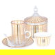 طقم تقديم بيالات وفناجين قهوة مع الصحن زجاج السيف غاليري، 26 قطعة، نقش ذهبي - أبيض product image 1