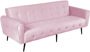 كنبة سرير مونتيلا خشب سويدي باك كومفورت، 190x70x90 سم، قماش مخمل - وردي فاتح product image