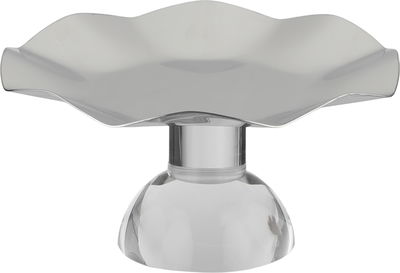 Al Saif Gallery Stainless Steel Serving Stand, 17.5x17.5x10 cm, Transparent Base - Transparent Silver product image 1