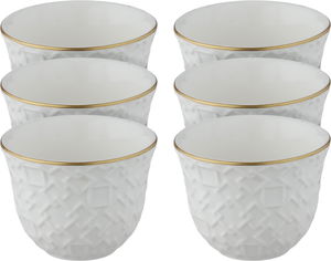 Al Saif Gallery Saudi Arabian porcelain coffee cup set, 6 pieces, Islamic design - white product image