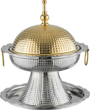 Al Saif Gallery Steel date tray, 20x20x27 cm, gold lid - silver Gold product image