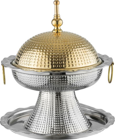 Al Saif Gallery Steel date tray, 20x20x27 cm, gold lid - silver Gold product image 1