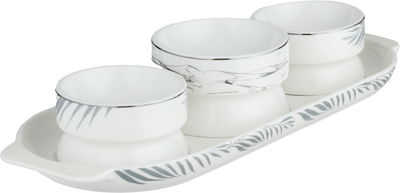 طقم زبادي بورسلان السيف غاليري، 33x13x3 سم، طوفرية بيضاوي، 4 قطع - أبيض رمادي product image 2