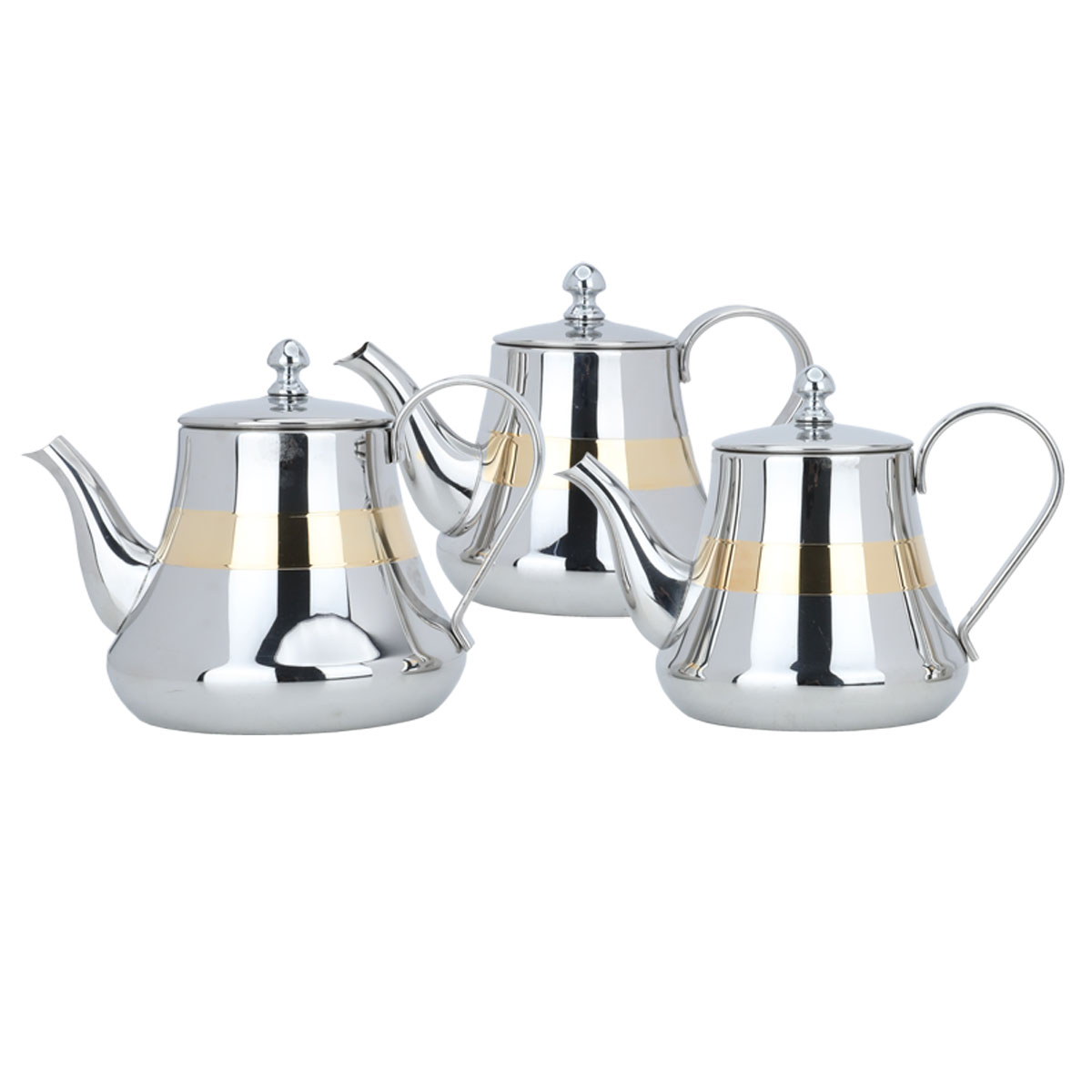Al Saif Gallery Steel Teapot Set, 3 Pieces - Silver product image