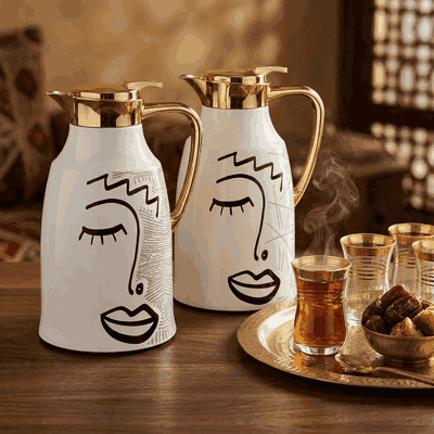 طقم ترامس الجوزاء السيف غاليري، 1 / 1.3 لتر، قطعتين، حافظة داخلية زجاج حراري، هيكل خارجي استيل - أبيض product image 2