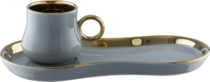 طقم فناجين قهوة مع الصحن السيف غاليري، سيراميك، 12 قطعة - رمادي product image 2