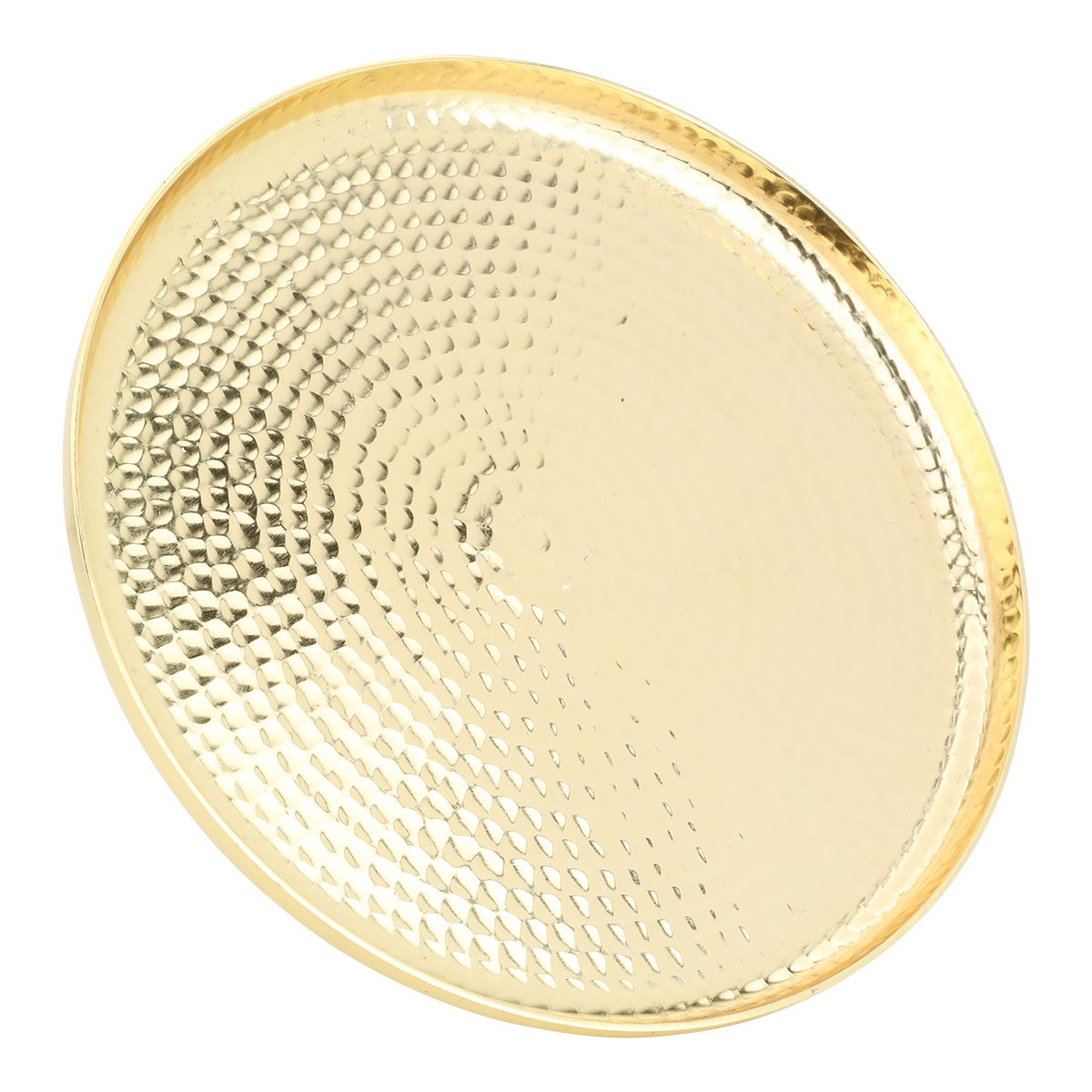 Al Saif Gallery steel serving stand, 26 x 26 x 13 cm, circular, wood base - gold product image 3