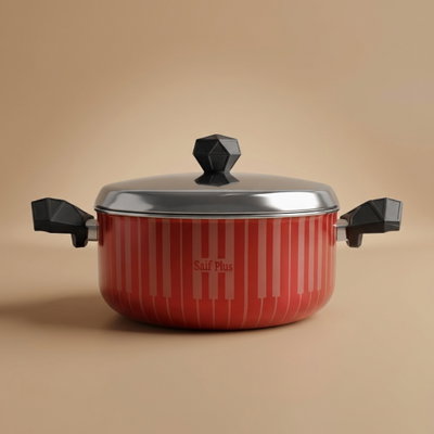 قدر تيفلون بغطاء استيل السيف بلص، 32 سم - أحمر product image 1