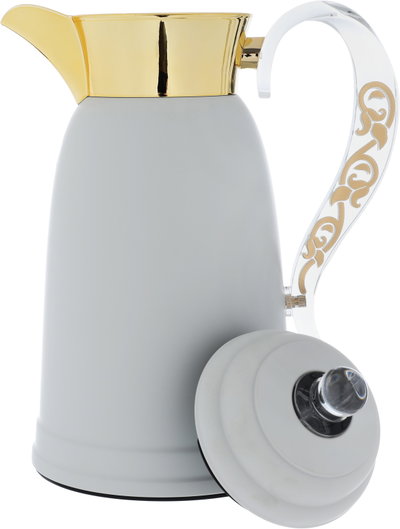Al Saif Gallery Qamar thermos set, 1 liter, thermal glass inner container, steel outer shell - light gray product image 4