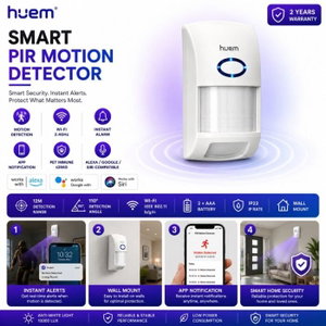 Smart Home motion sensor, Wi-Fi enabled, IP22 protection rating, 2 AAA batteries - White product image 2