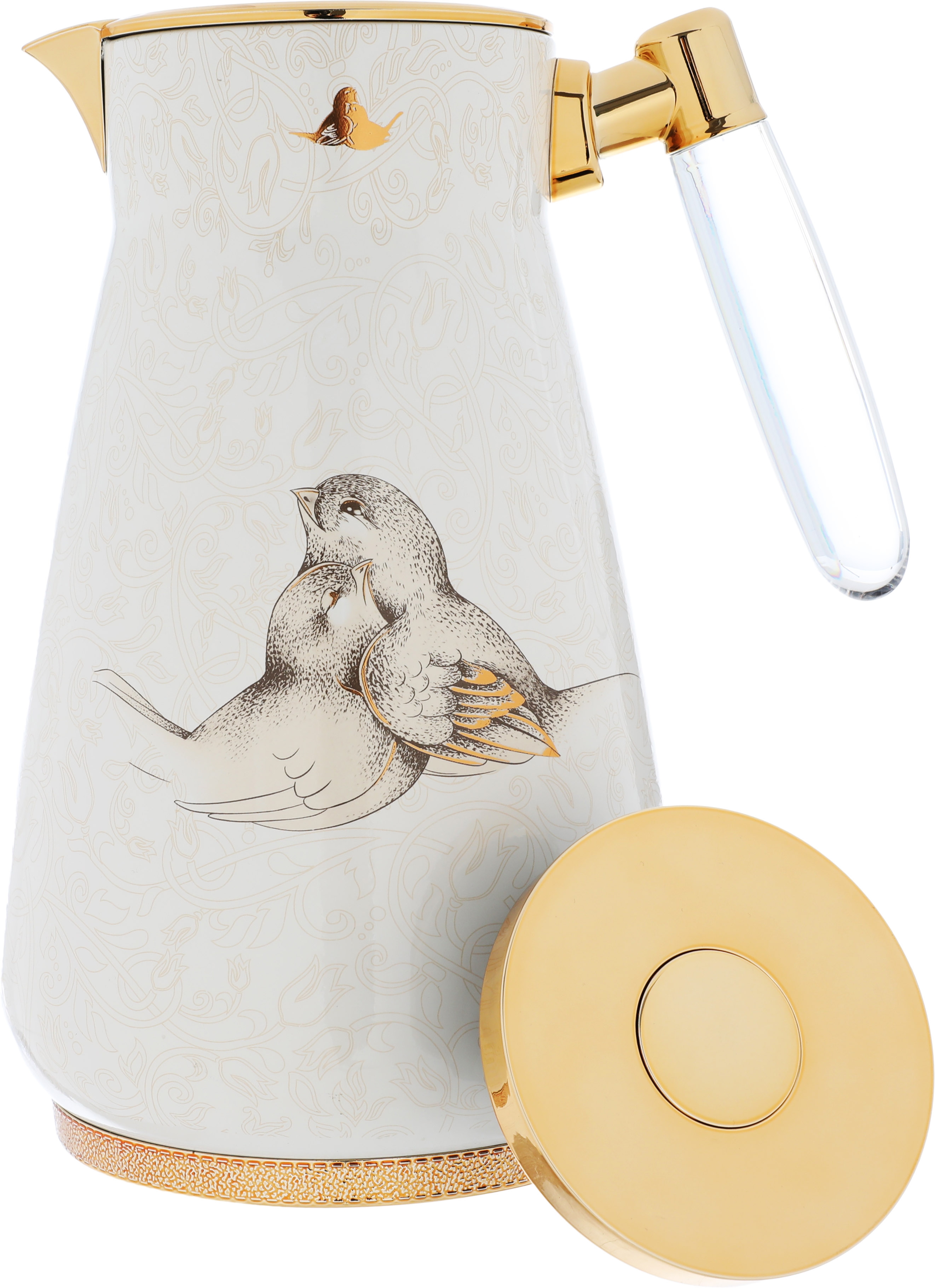 Al Saif Gallery Wiam thermos set, 0.75/1 liter, two pieces, thermal glass inner shell, stainless steel outer shell - pearl product image 5