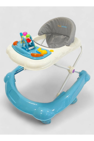 مشاية اطفال فان مومونت، قابلة للطي، مزودة بألعاب وزر موسيقى - ابيض ازرق product image 6