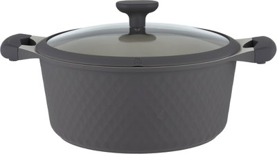 طقم قدور داي كاست الومنيوم روبوست، 9 قطع، غطاء زجاج، يد سيليكون - رمادي غامق product image 2