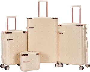 طقم شنط سفر ABS ليمرا، 4 مقاسات، 4 عجلات، WM-241 - بيج product image