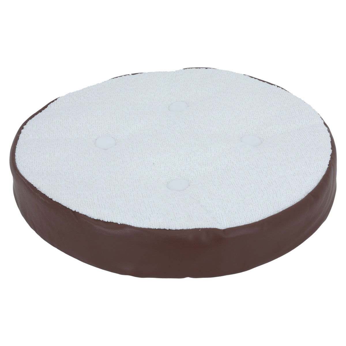 Al Saif Gallery fabric pillow, 40 x 40 x 7 cm, brown leather edges, round - white product image 2