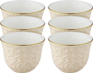 Al Saif Gallery Saudi Arabian porcelain coffee cup set, 6 pieces, Islamic design - Beige product image