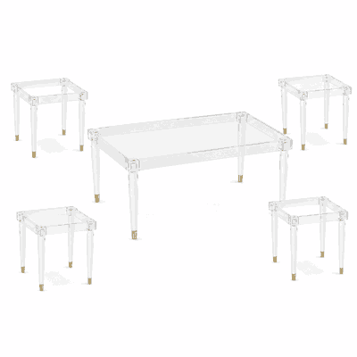 طقم طاولات اكريلك و معدن، 5 قطع - شفاف product image 4
