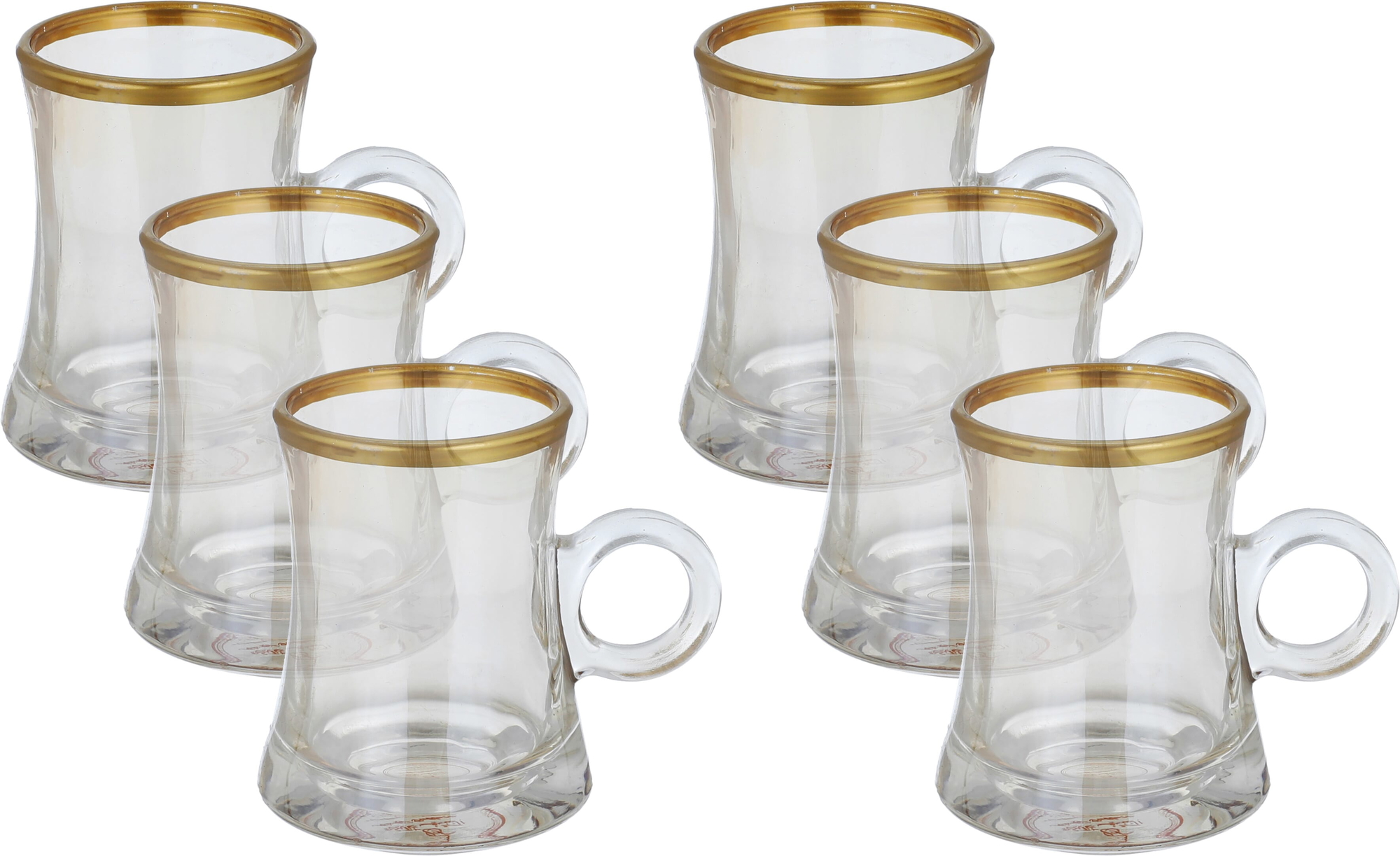 Max Glass tea set, 6 pieces, 300 ml, gold font - transparent product image
