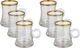 Max Glass tea set, 6 pieces, 300 ml, gold font - transparent product image 1