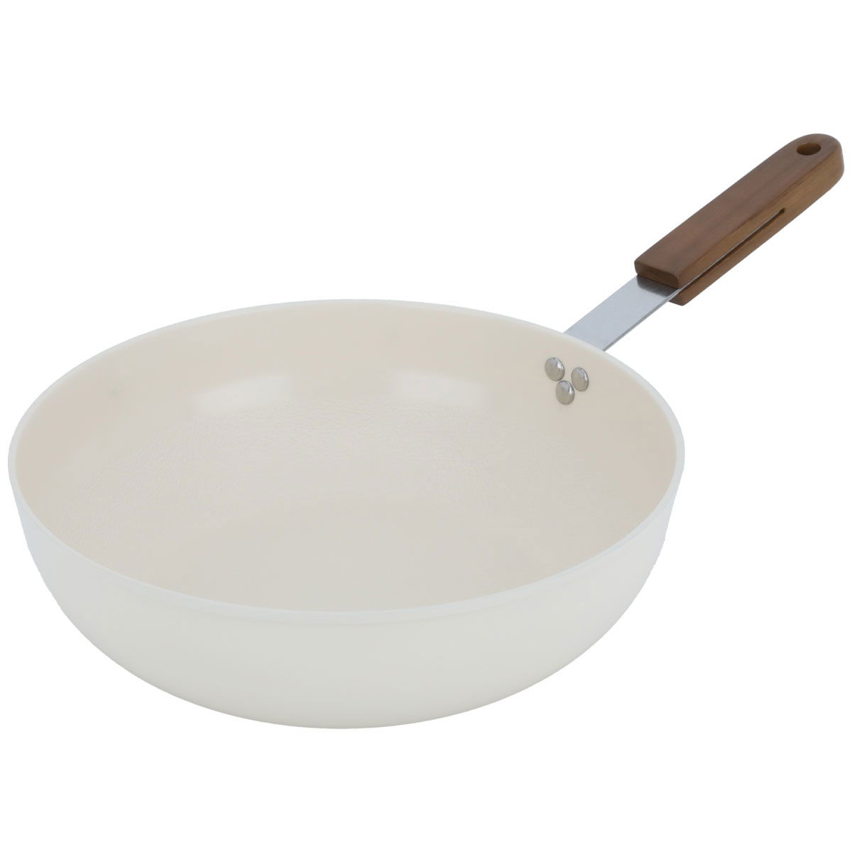 مقلاة سيراميك تورنادو، 28 سم، يد خشب، عميق - بيج product image 1