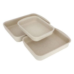 طقم صواني فرن جرانيت هاشفير، 3 قطع، تركي، مستطيل - بيج product image 2