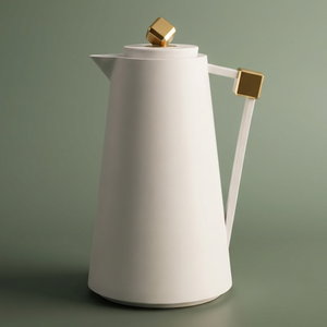 Everest Diamond Plastic Thermos, 1 Liter, Glass Inner Container, Push Button - White Gold product image