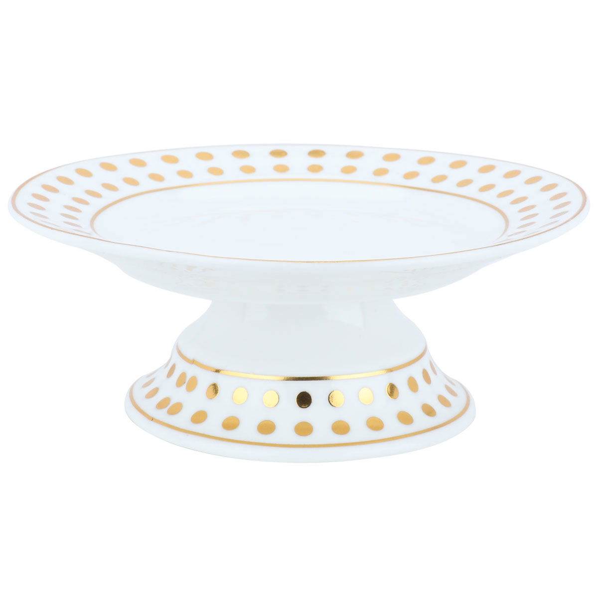 Al Saif Gallery porcelain dessert stand, 15 x 15 x 10 cm, circular, golden circle pattern - white product image
