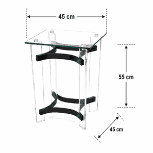 طقم طاولات زجاج و ستيل و اكرليك، 5 قطع - شفاف اسود product image 2