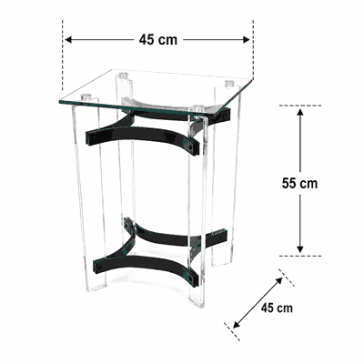 طقم طاولات زجاج و ستيل و اكرليك، 5 قطع - شفاف اسود product image 2