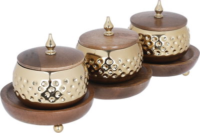 طقم زبديات بغطاء خشب السيف غاليري، 43×15.6×13 سم، قاعدة - بني product image 4