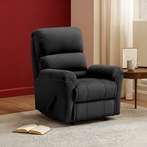 كرسي استرخاء خشب سويدي باك كومفورت، 83×82×105 سم، قماش مخملي - أسود product image