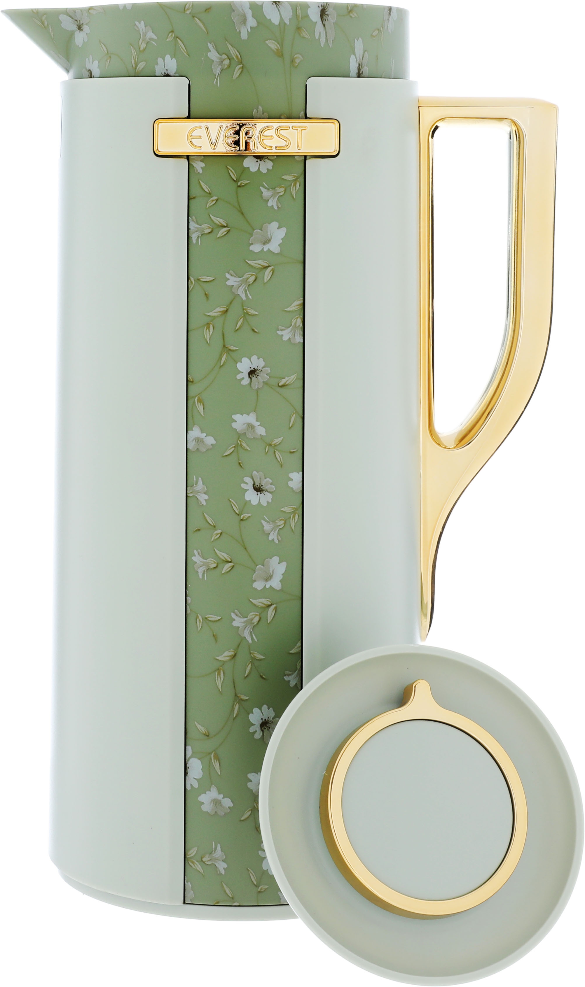 Everest Widad Thermos, rose pattern, golden handle, 1 liter, thermal glass inner shell, plastic outer shell - green product image 4