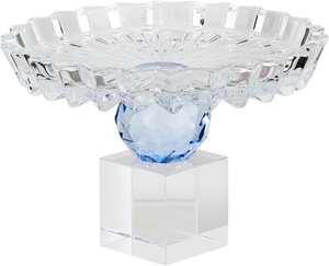 ستاند تقديم حلا زجاج السيف غاليري، قاعدة ازرق، 13.5x13.5x11 سم - شفاف product image 2