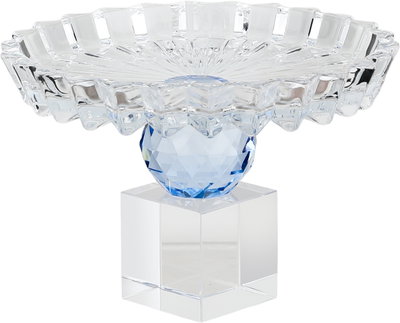 ستاند تقديم حلا زجاج السيف غاليري، قاعدة ازرق، 13.5x13.5x11 سم - شفاف product image 2